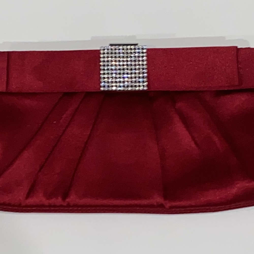 Red/Maroon Silver Fancy Clutch with Satin Finish Prom dress friendly - Picture 2 of 6
